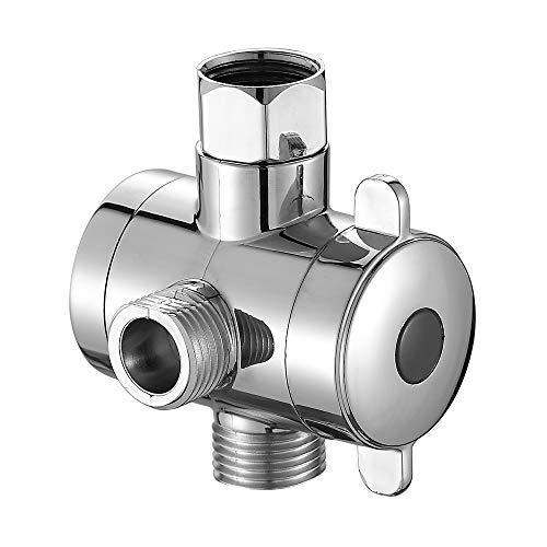 KAIYING Shower Arm Diverter Valve for Handheld Showerhead and Fixed Spray Head, G 1/2 3-Way T-adapter, Bathroom Universal Shower System Component Replacement Part, Chrome, Plastic - Thumbnail 7