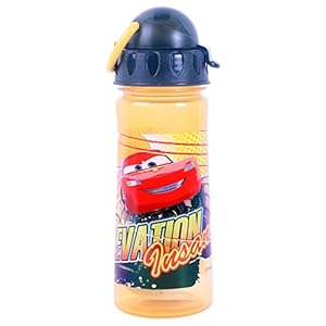 Disney Cars Plastic Sipper Bottle, 500ml, Yellow/Grey