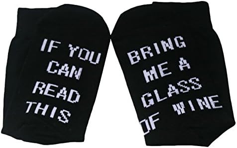 Women's Cotton Funny Crew Socks Novelty Funky Cute Wine Party Hosiery (Black)