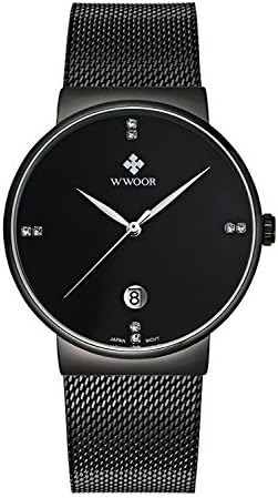 Men's Casual Classic Analog Quartz Day Calendar Stainless Steel Strap Dress Wrist Watch Black