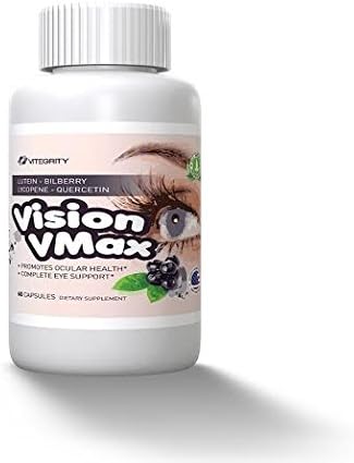 Vision Vmax - Superior Ocular Supplement - Total Nutritional Eye Support, 60 Capsules - 100% Customer Satisfaction Guaranteed, Made in The USA