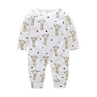 Opla3ofx Lovely Cartoon Giraffe Long Sleeve O Neck Infant Baby Cotton Romper Jumpsuit Unisex Baby Bodysuits White 100cm(9-12M)