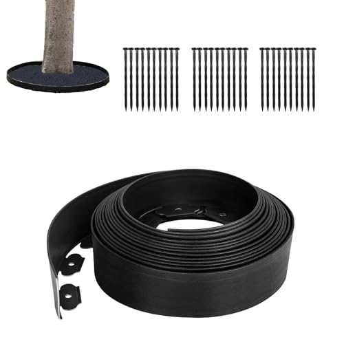 Black Landscape Edging Kit, Flexible Lawn Border with 30 Anchoring Spikes, Garden Plastic Borders for Landscaping, Grass Flower Beds, Pavement,Yard, Pathway, 1000 * 10cm