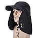 YCHY Folding Fishing Hat 360° Solar Protection UPF 50+ Unisex Flat Sun Caps Removable Neck&Face Flap Cover Hats for Hiking,Fishing,Hunting,Backpacking,Cycling, Camping,Outdoor Sports (Black)