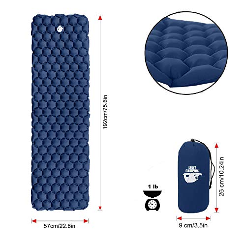 LLegit Camping Sleeping Pad - Ultralight Camping Pad for Backpacking and Camping - Sleeping Mat That Holds The Air in for Longer Hours - Compact Camping Mat for Best Outdoor Sleep (Midnight Blue)