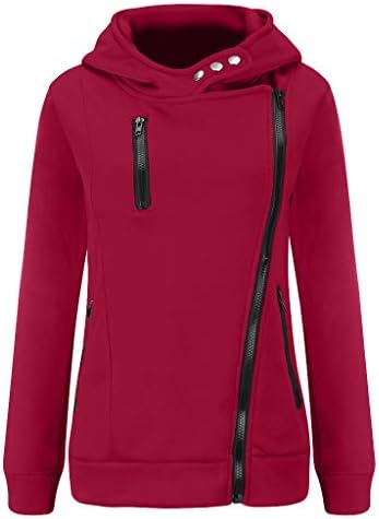 Women's Plus Velvet Hooded Sweater Sale Women Diagonal Zipper Pullover Long Sleeve Sweatshirt Tops
