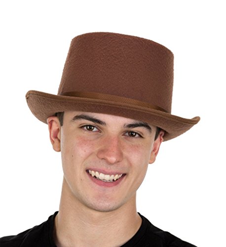5" Tall Brown Felt Steampunk Victorian Men's Short Top Hat Costume Accessory
