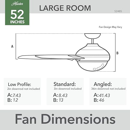 Hunter Fan Company 52485 Anisten Bedroom Ceiling Fan with LED Lights, Large Low Profile, Matte Black