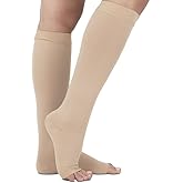 Vive 20-30 mmHg Medical Grade Compression Socks for Women & Men Open Toe - Knee High Support Stockings for Varicose Veins, Lymphedema, Plantar Fasciitis, Pregnancy, Restless Legs Syndrome, Swelling