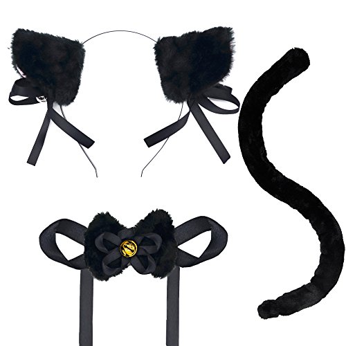 MAYMII Cosplay Costume Cat Ears headband and Bow and tail 3 in 1 set for party