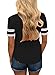 Sidefeel Women Casual Blouse Top with White Stripe Short Sleeve T-shirt Small Black