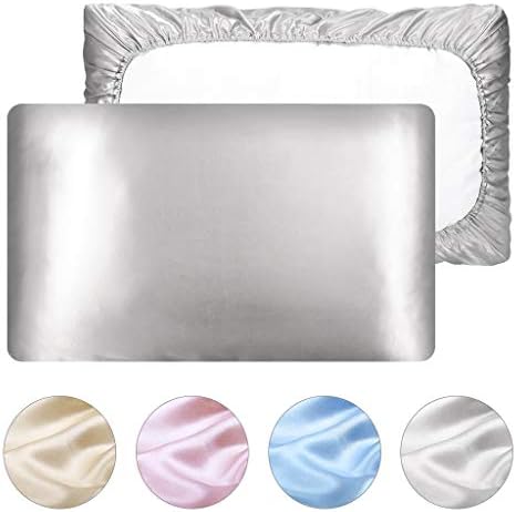 Docamor Satin Pillowcase for Hair and Skin，Silky Soft Smooth Pillow Covers for Standard Queen King Pillows,2 Pillow Cases (Silver Grey, Standard(18"x28"))
