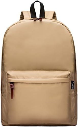 Gysan Unisex Classic Lightweight Waterproof School Rucksack Travel Backpack College School Bags Fit 15.6 Inch Laptop, Khaki-L