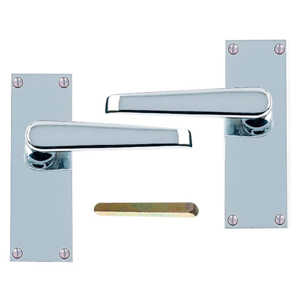 Merriway BH06365 Victorian Latch Handle Set Chrome 113mm, Silver Tone