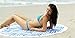 Bonita Beach Collection Round 'Roundie' Beach Towel Thick Terry Cotton with Fringe Tassels - Various Designs & Colors (The Hamptons Cabana (Blue Stripe))