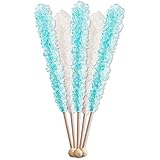 12 Light Blue, 12 White, 24 Rock Candy Sticks in Total - Blue Is Cotton Candy Flavored, White Is Natural Sugar Flavored. Free