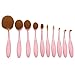 BeautyKate 10 Pcs Pink Toothbrush Oval Makeup Brushes Set Foundation Blush Powder Contour Eyeshadow Lip Curve Oval Brush Kit