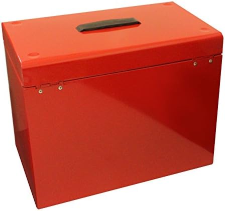 Caja archivadora de metal, tamaño A4, color rojo: Amazon.es: Oficina y papelería