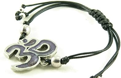 Orgone Energy Om Symbol Shamballa Style Friendship Bracelet in Amethyst