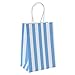 Ronvir 25pcs Blue Gift Bags 5.25x3.25x8 Inches Small Striped Bag Recyled Paper Bags For Baby Shower, Goodie, Birthday, Business, Shopping, Halloween, Christmas