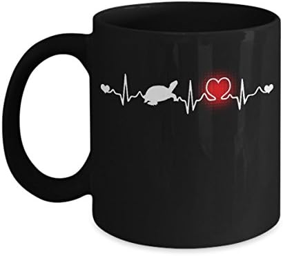 Turtle Mug - Turtle Coffee Mug - Sea Turtle Coffee Mug - Turtle Heartbeat 11 oz Black Mug