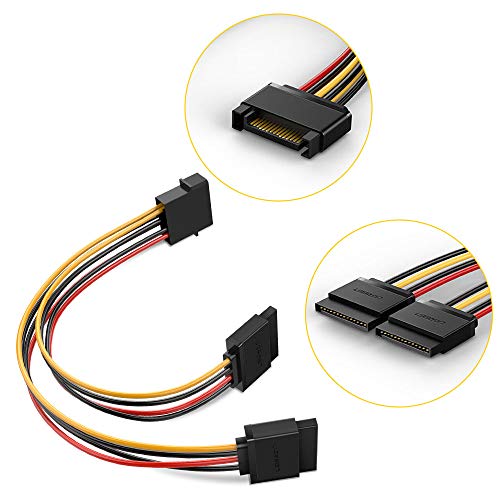 15Pin SATA Power Y Splitter Cable, Dayree 3pcs 8 Inch 15-Pin SATA Male to 2X 15-PIN Female Power Extension Cable Adapter for HDD Hard Drive - Thumbnail 2