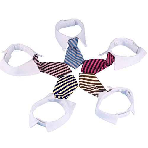 YOY Handcrafted Pet Necktie - Adjustable Neck Tie Fashion Stripe Design Bow Tie Dog Collar Bowtie Kitty Puppy Grooming Accessories for Doggie Cat Pack of 5, Multi-colored Small
