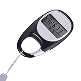 Walking Pedometer 3D Carabiner Activity Fitness Tracker with 7-Day Memory, Slient Digital Pedometer with Step, Calorie & Distance Counter for Men & Women (black) …