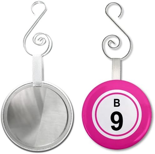 BINGO BALL B9 NINE PINK 2.25 inch Glass Mirror Backed Hanging Ornament