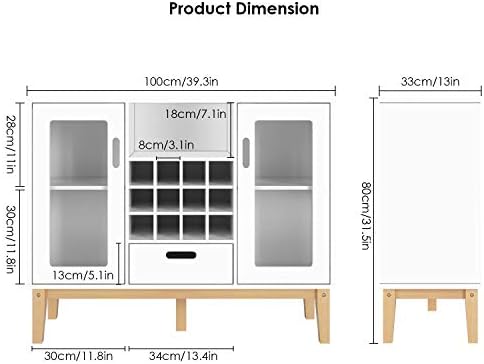 Homecho Wine Bar Cabinet Wood Sideboard Buffet Server With 12 Bottle Wine Display Adjustable Rack Holder For Kitchen Cupboard Dining Room Home Furniture White Amazon Sg Home