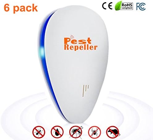 [2018 UPGRADED]Ultrasonic Pest Control Repeller Electronic &amp; Ultrasound Indoor Plug In Repellents with LED Night Light pest Reject For Mosquito Flies Insects Bed Bugs Spiders Roaches Ants Rodents (6 pack)
