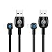 Power Off/On Smart LED Auto Disconnect and Auto Recharge, Mcdodo 90 Degree Right Angle Gaming Nylon Braided Sync Charge USB Data 6FT/1.8M Cable Compatible New Phone List Below (2 Pack Black, 6FT/1.8M)