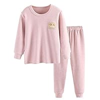 JWWN Little Boys Girls Pajamas 2PCS Thermal Underwear Set Kids Cotton Sleepwear Toddler Warm Base Layer,(Pink,8T)