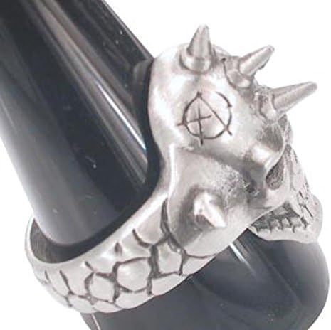 Dan Jewelers Anarchy Spike Fangs Skull Pewter Ring, Size 9