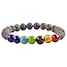 Top Plaza 7 Chakra Bracelet W/Real Stones - Energy Healing Crystal Yoga Meditation Balance Semi Precious Gemstone Beads(Titanium Druzy Geode/Chakra)