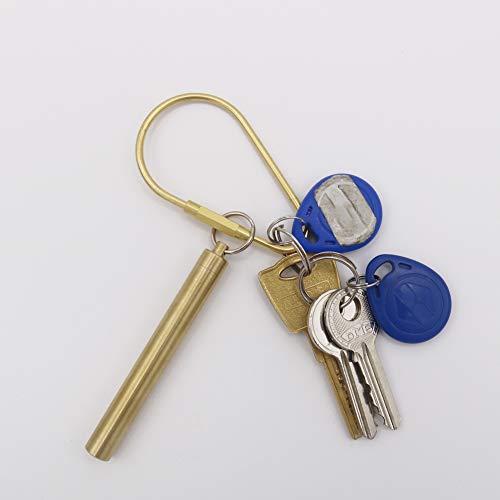 HRX Package Waterproof Brass Toothpick Holder Keychain with 2 Titanium