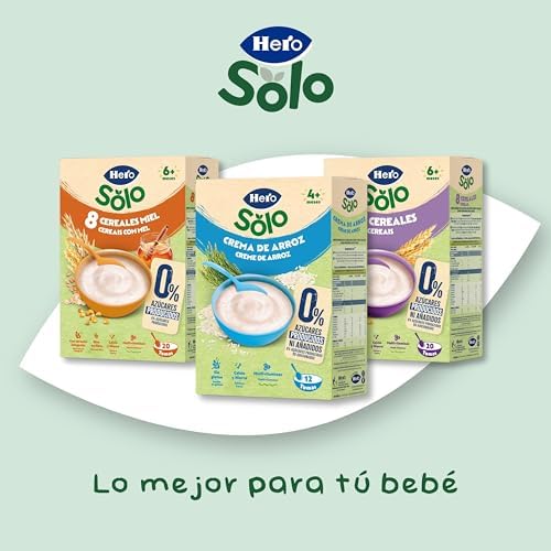 Hero Solo Papilla Crema de Arroz para Bebés Desde 4 Meses, 6 x 220 g