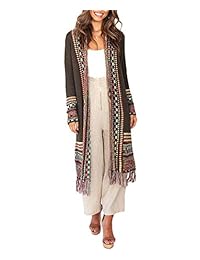 YeMgSiP - Cárdigan bohemio para mujer, con borla larga en la parte delantera, suéter con dobladillo y tribu azteca, para primavera, verano