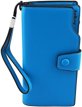 IU COMP Baellerry Women's Long Zipper Clutch Strap Wallet,Blue