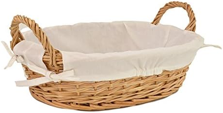 RURALITY Oval Wicker Woven Storage Baskets for Nursery with Liner and Handles (Medium)