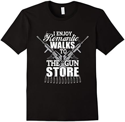 Men's I Enjoy Romantic Walks To Gun Store Shirt, Ammo AR15 Tee XL Black