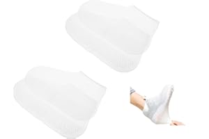 2 Pairs Silicone Waterproof Shoe Covers, Reusable Upgraded Overshoes, Resistant Rain Boots Non-Slip Washable Protection for W