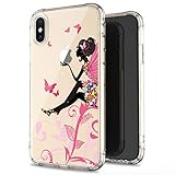 JAHOLAN Compatible iPhone Xs Max Case Clear Cute Amusing Whimsical Design Flower Fairy Flexible Bumper TPU Soft Rubber Silicone Cover Phone Case for iPhone Xs Max 2018 6.5 inch