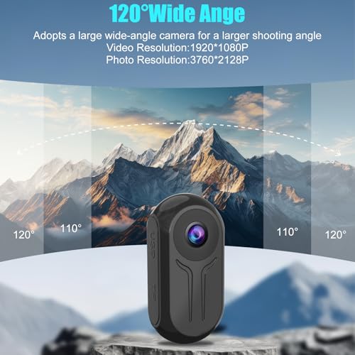 OBEST Cámara de Acción 1080P, Camara Deportiva Portátil con Pantalla, 128G Mini Cámara de Cuerpo, Visión Nocturna Wearable Body CAM para Mascotas/Vlog/Ciclismo/POV