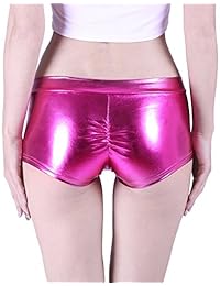 HDE pantalones cortos metálicos brillantes para dama con aspecto húmedo