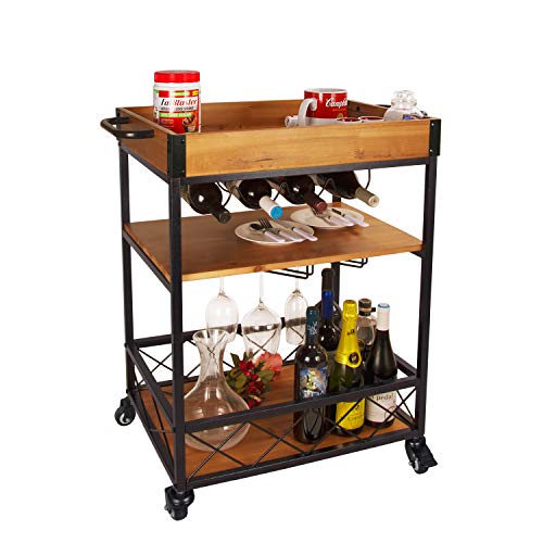 Elevens 3 Tier Rolling Utility Storage CartKitchen Serving Bar Cart