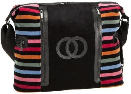 Cozy Coop Crimson Velour Stripe Diaper Bag