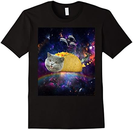 Mens Space Tacocat Flying Dolphins Tortilla Chips Rainbow T Shirt Medium Black