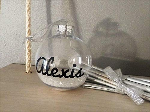 Boule De Noel Prénom Personnalisé Transparente Paillettes