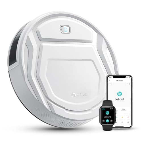 M210P Saugroboter ohne Wischfunktion, Staubsauger Roboter mit 2200 Pa Saugkraft, 120 Min.Steuerung per WLAN, Bluetooth, Alexa und App, für Tierhaare und Harte Böden, Weiß